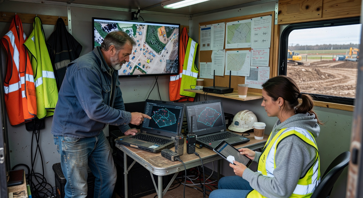 Mobile field command in jobsite trailer